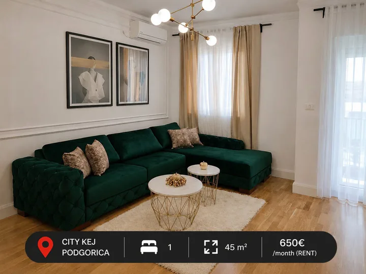 IZDAJE SE LUKSUZAN JEDNOSOBAN STAN – CITY KEJ, PODGORICA []