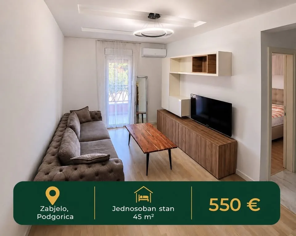 IZDAJE SE LIJEP I FUNKCIONALAN JEDNOSOBAN STAN –  ZABJELO, PODGORICA ***